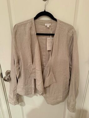 NWT Garnet Hill Lightweight Open Front Linen Jacket - Beige